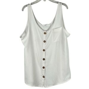 Diosun White Button Down Tank Top Medium